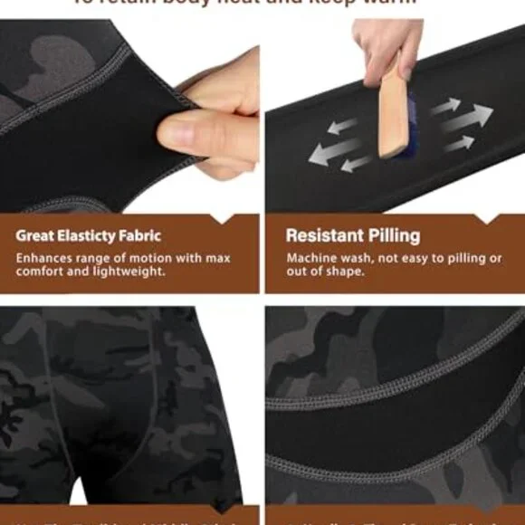 Men's Thermal Base Layer Set Fleece Lined Performance Fit Athletic